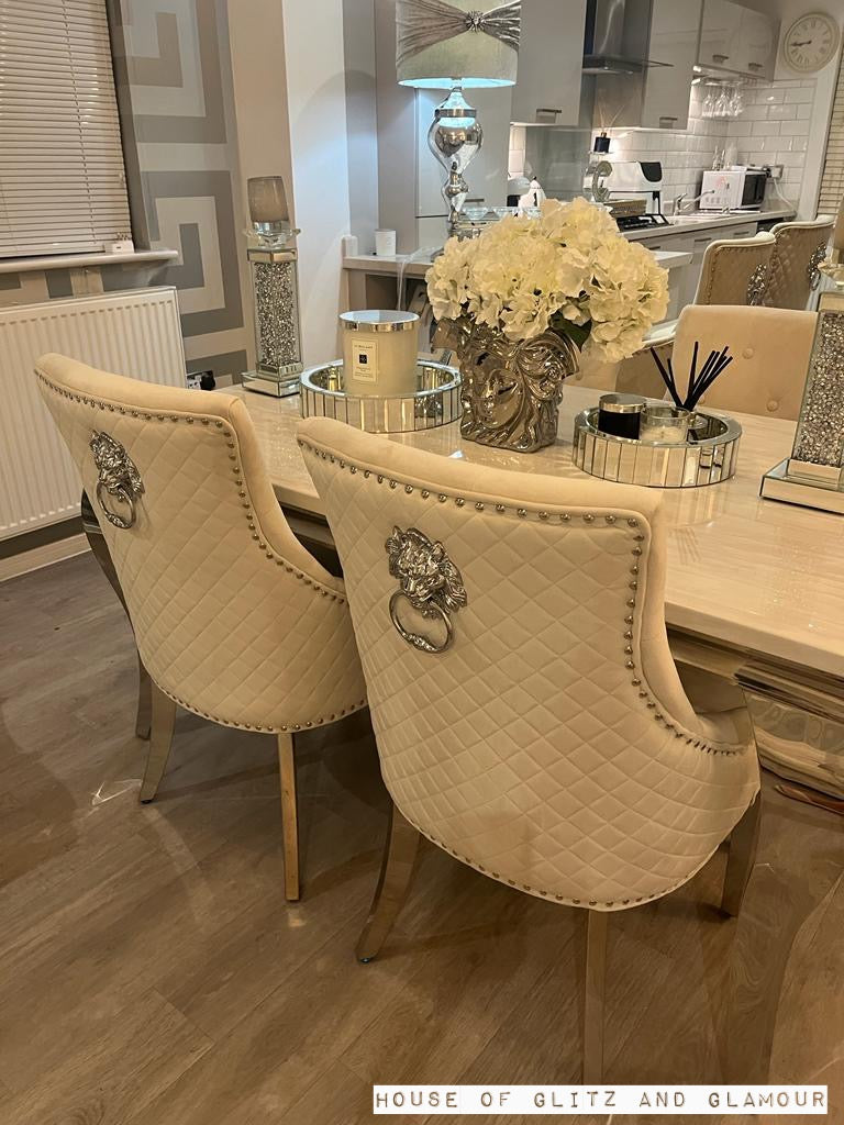 Cream marble deals dining set