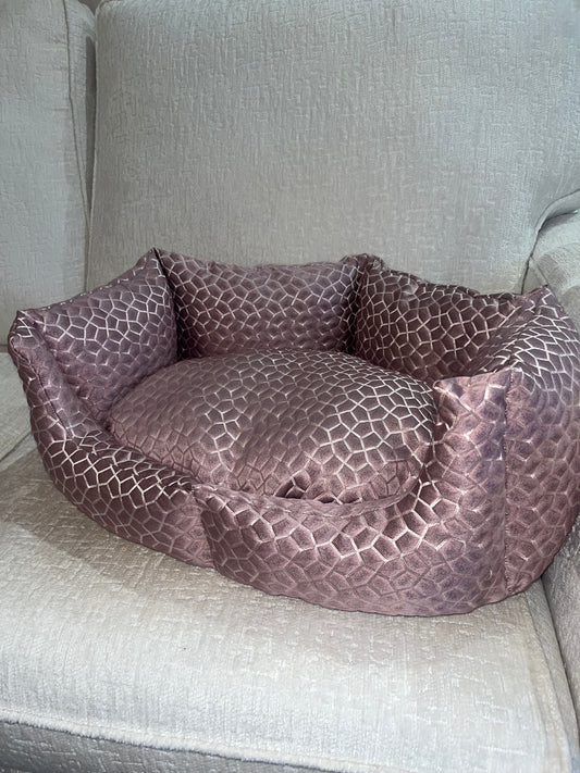 Dusky Pink & Silver Dog Bed