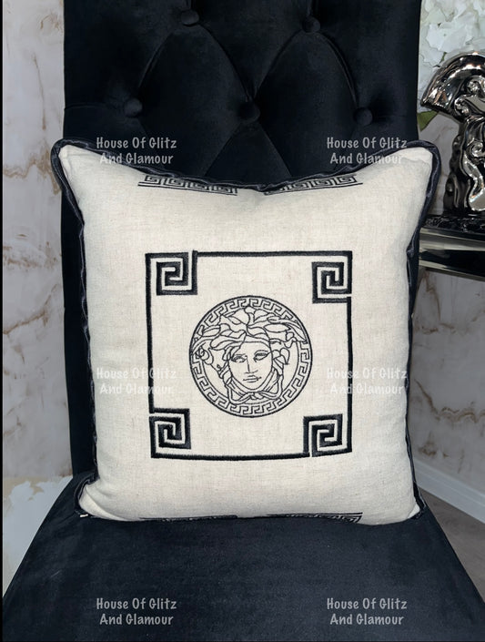 Medusa Cushion in Cream & Black ( option 2 )