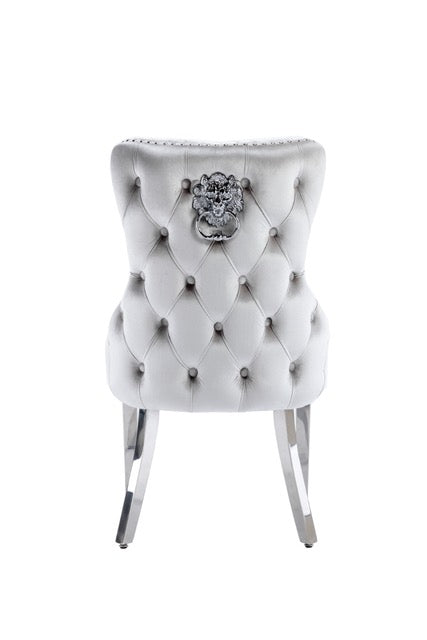 Giselle Light Silver Lion Knocker Dining Chair