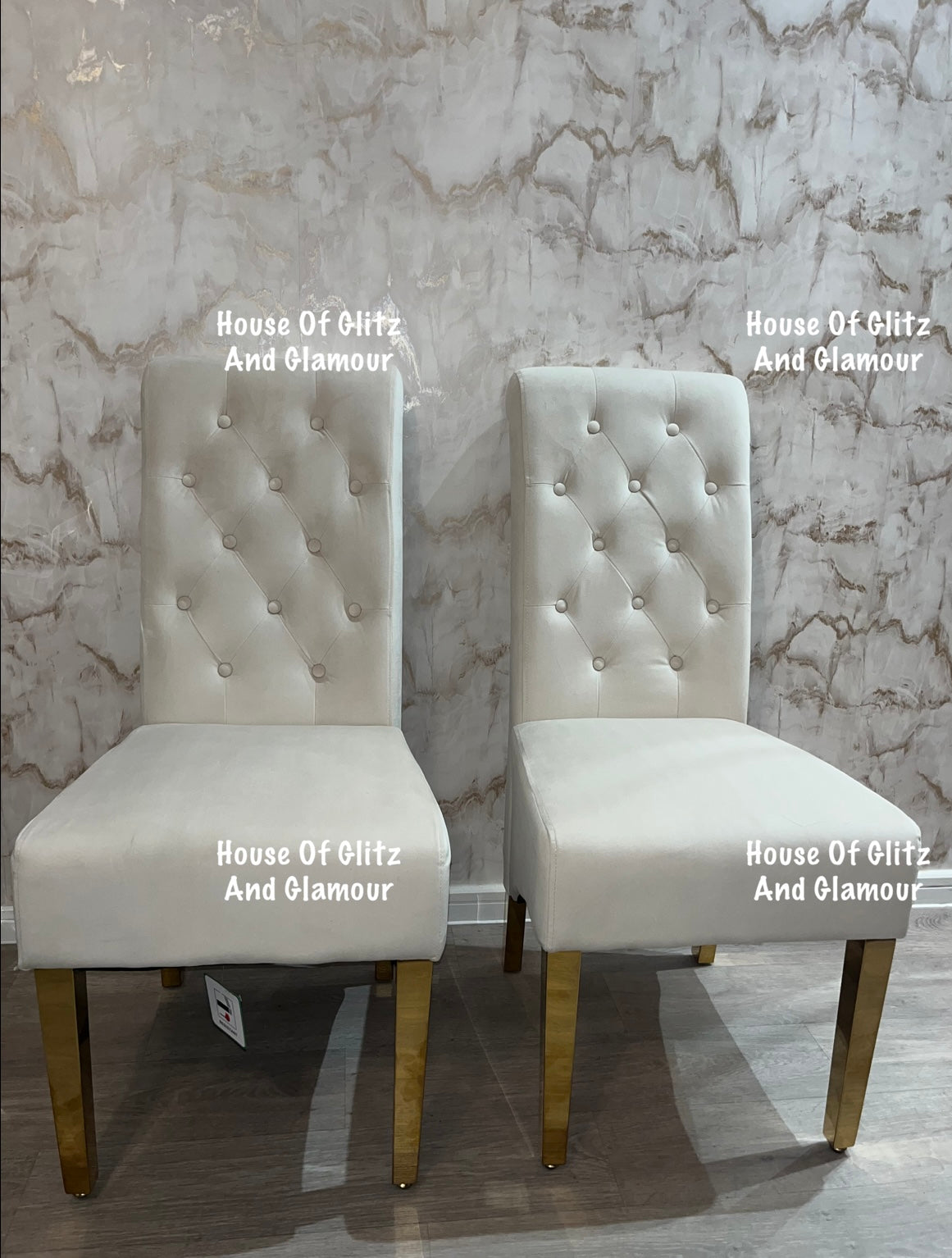 Lou Lou High Back Cream Velvet & Gold Ring Knocker Back Dining Chair