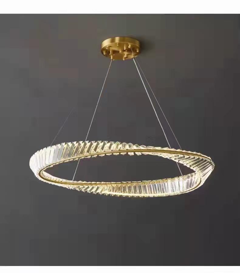 Gold Single Ring Acrylic Crystal Chandelier