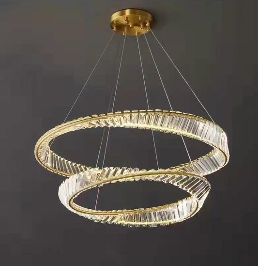 Gold 2 Ring Acrylic Crystal Chandelier