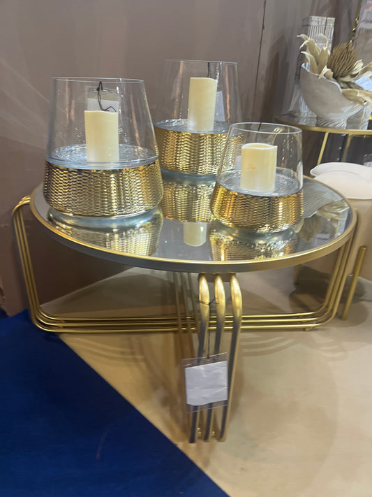 Hampton Large Gold & Glass Candle Holder