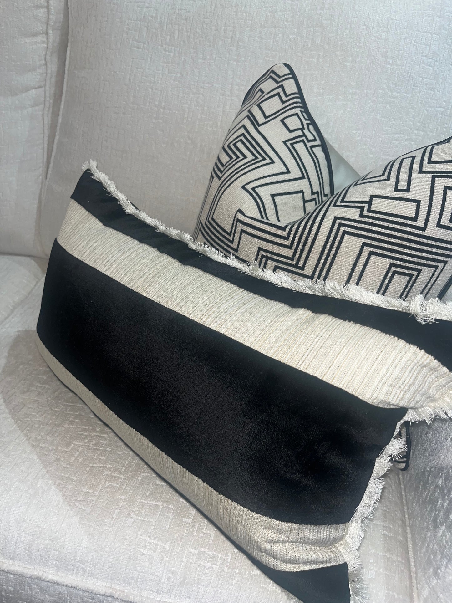 Stiped Cushion in Black and Cream