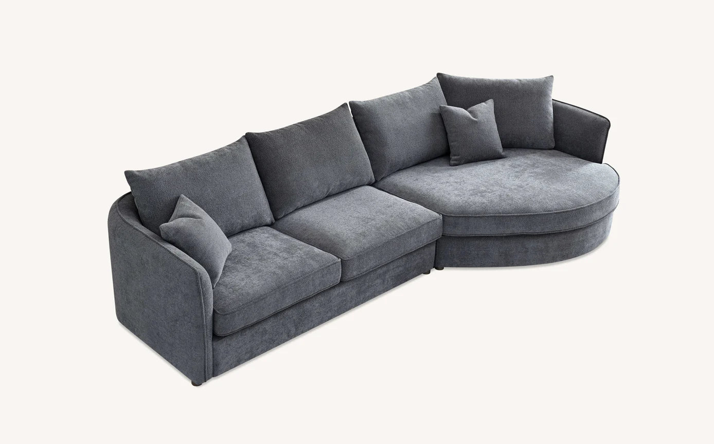 Aluxo Rubin Corner Chaise in Charcoal Boucle