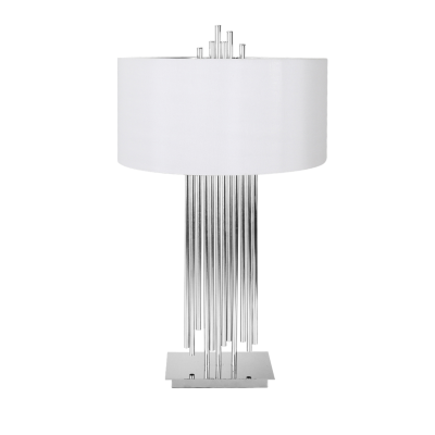 Vienna 77cm Nickle Table Lamp With White Silk Shade