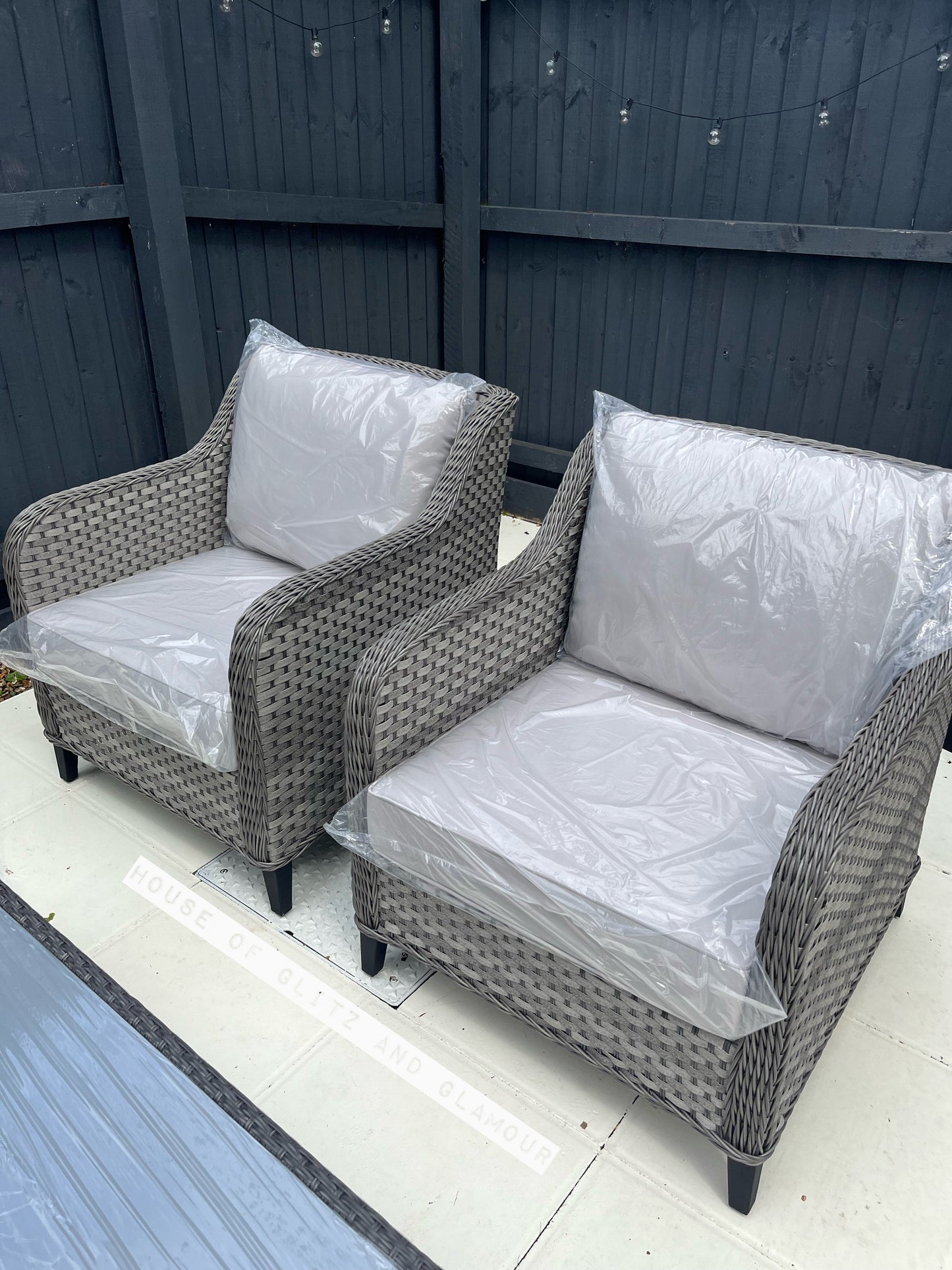 Camden 3 Seater Sofa with 2 Armchairs and Coffee Table in Grey Rattan