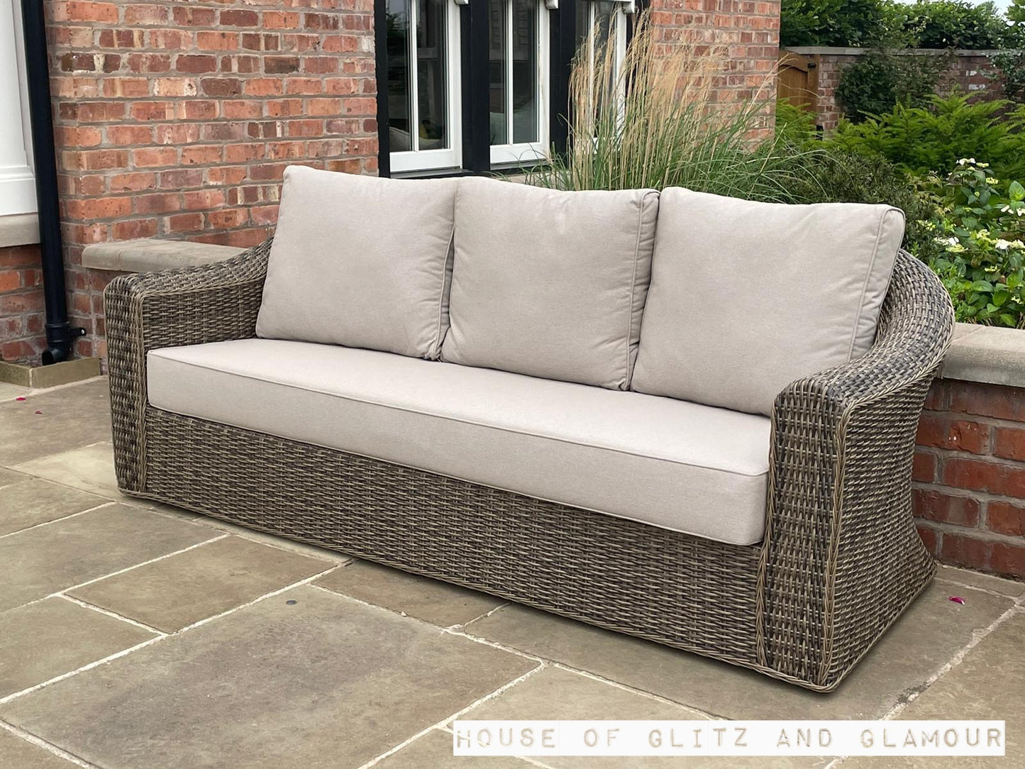 Soho 3 Seater Sofa with 2 Armchairs and Coffee Table in Brown Rattan