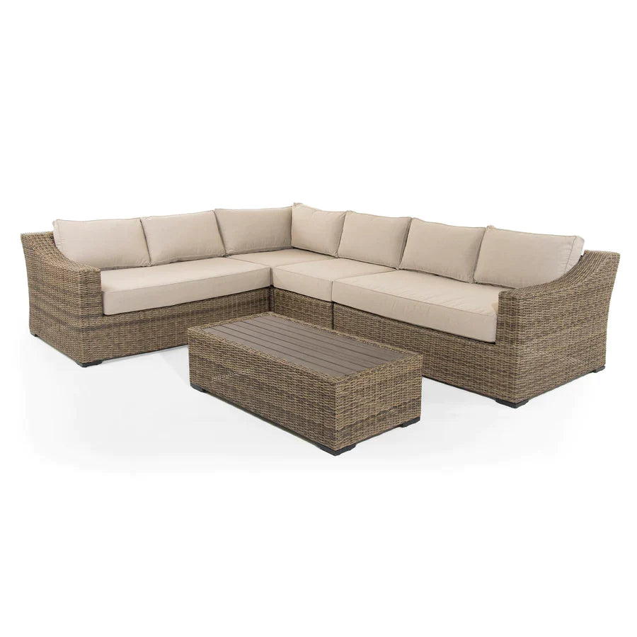 Display Item - Notting Hill  Extra Large Modular Corner Sofa with Coffee Table in Brown Rattan