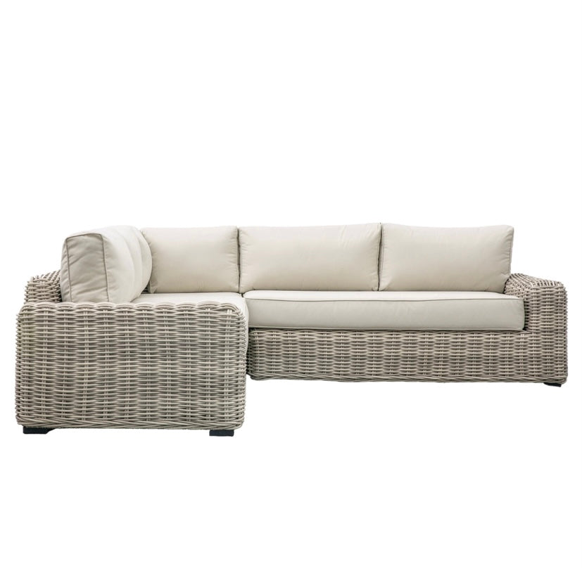 Diamond Deluxe Garden Collection -  Rounded Weave Rattan Corner Sofa Lounge Set