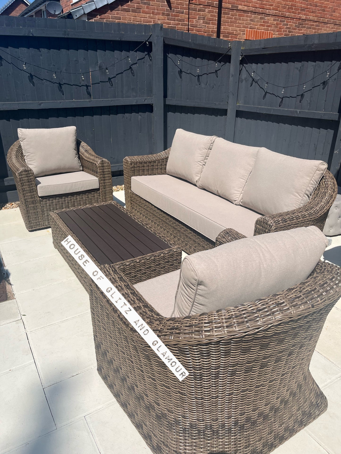 Soho 3 Seater Sofa with 2 Armchairs and Coffee Table in Brown Rattan