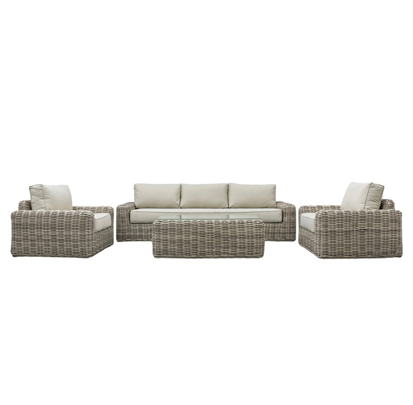 Diamond Deluxe Garden Collection - Rounded Weave Rattan Corner Garden Sofa Set