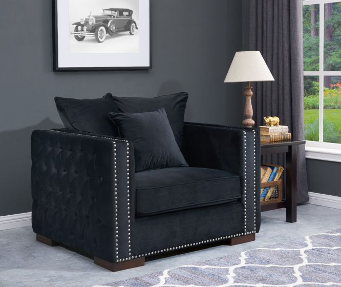 Mayfair Velvet Tufted Chair - Black