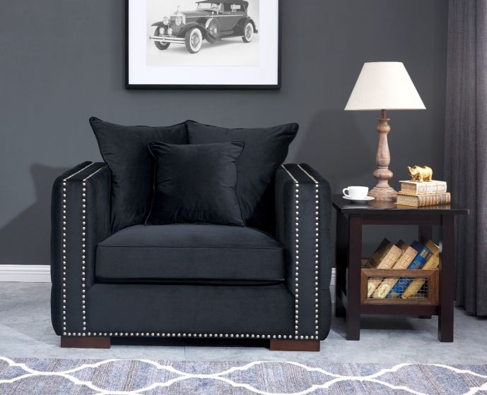 Mayfair Velvet Tufted Chair - Black