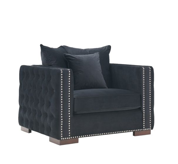 Mayfair Velvet Tufted Chair - Black