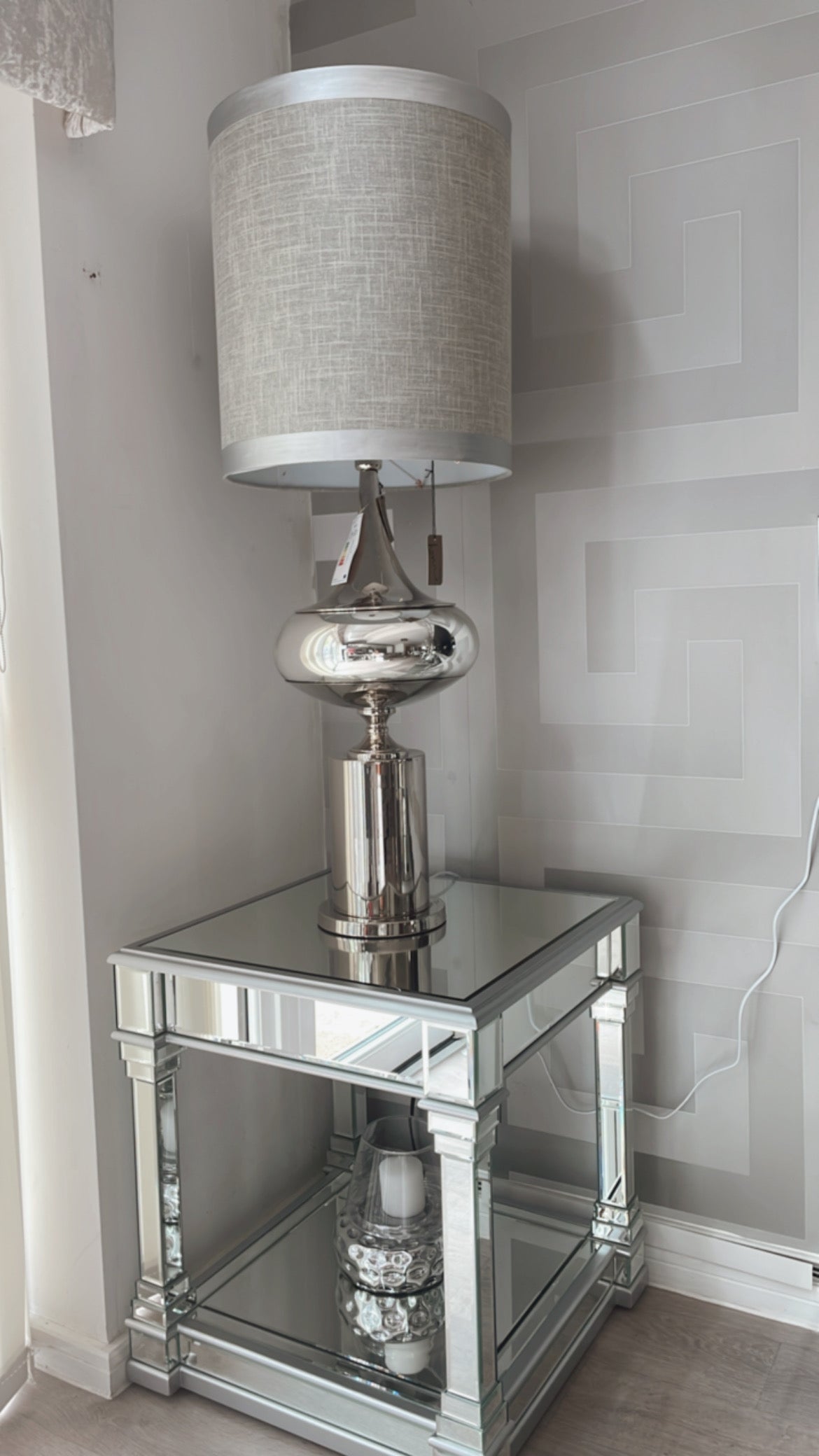 Venus Silver Mirror End Table