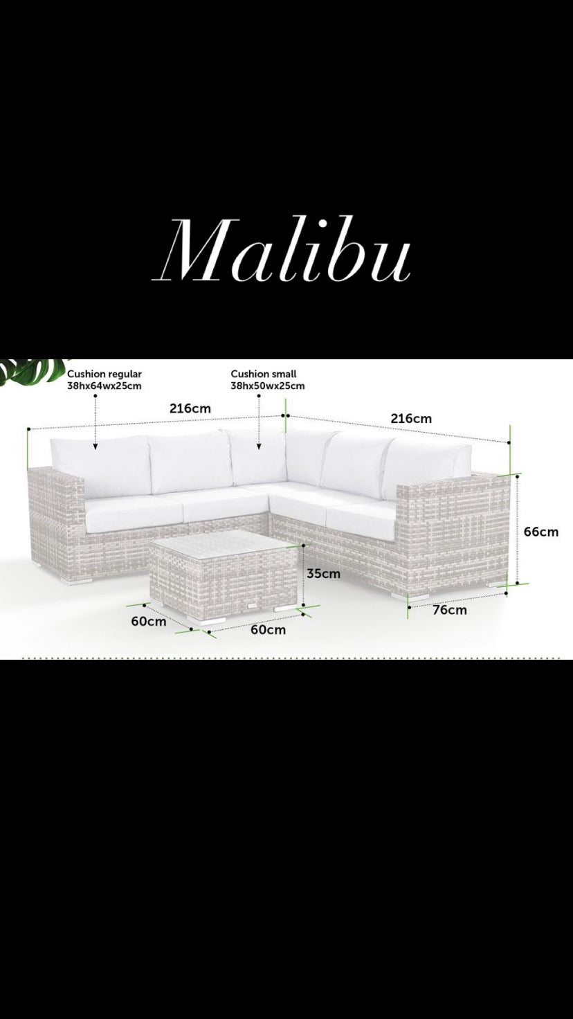 Malibu Compact Corner Sofa Set Grey