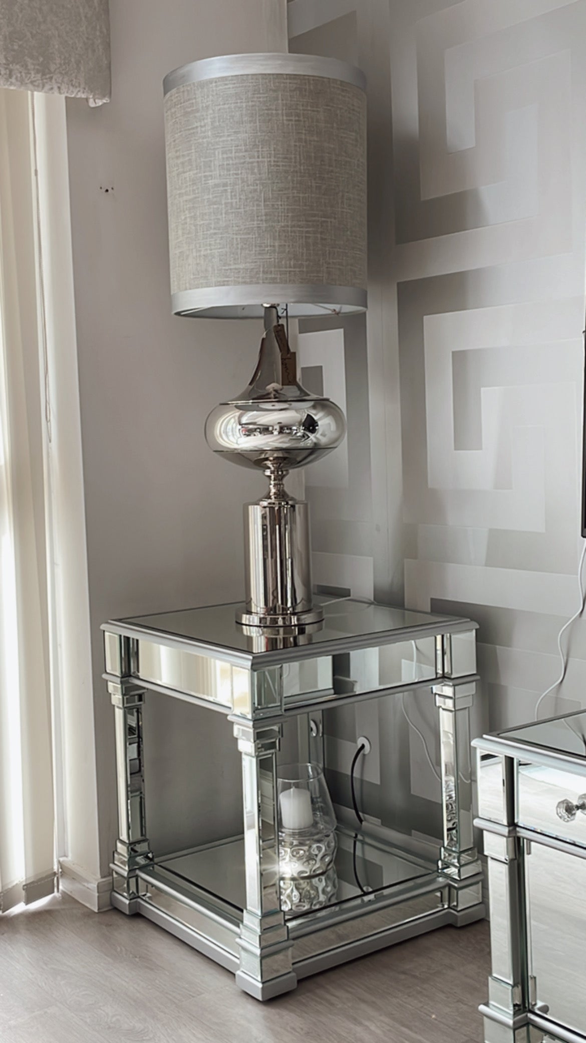 Venus Silver Mirror End Table