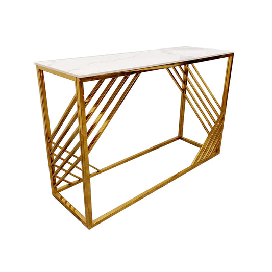 Milano Gold Console Table with Polar White Sintered Top