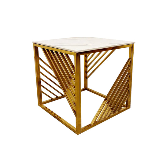 Milano Gold Lamp Table with Polar White Sintered Top