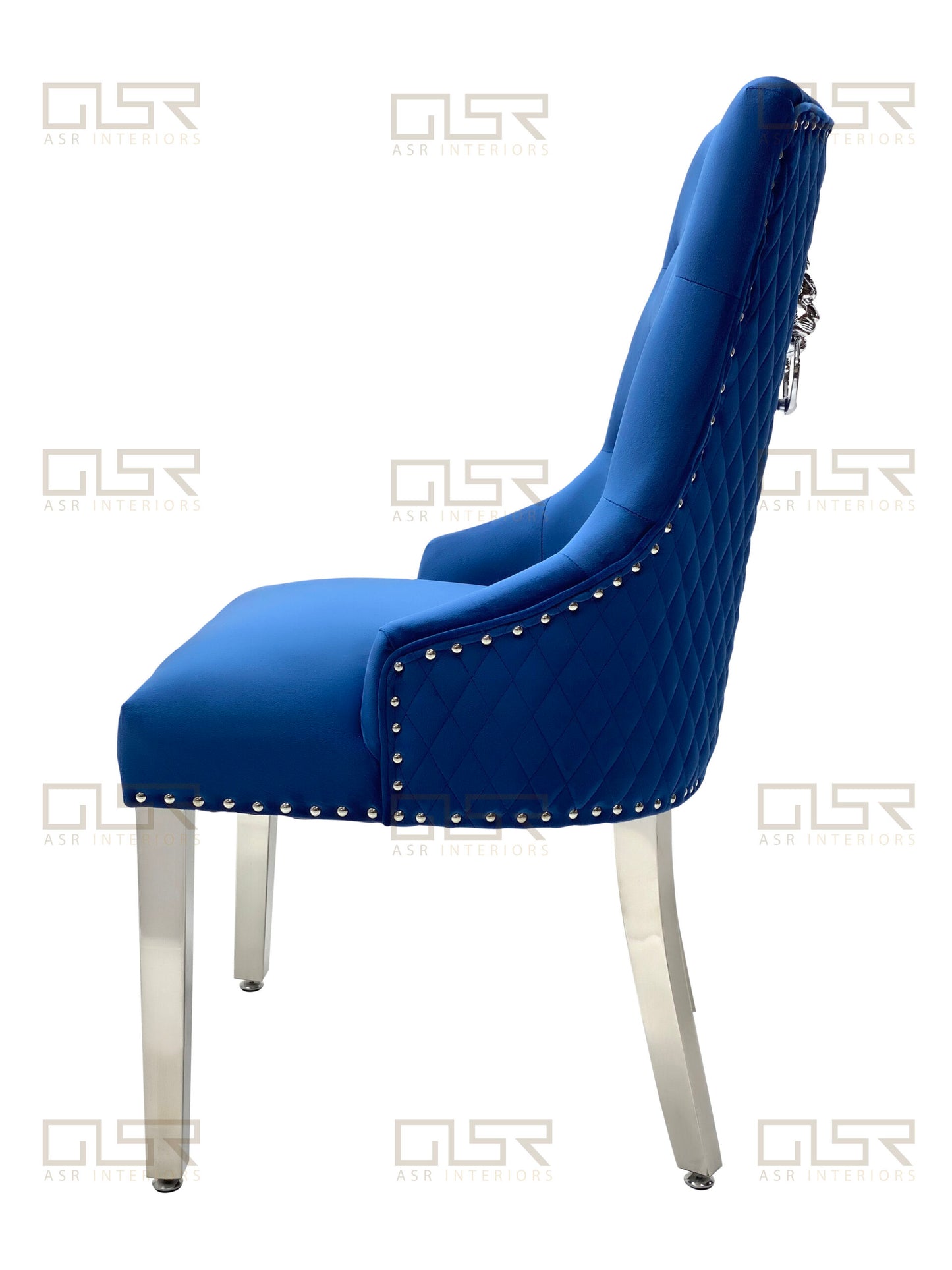 Chelsea Navy Velvet Lion Knocker Dining Chair