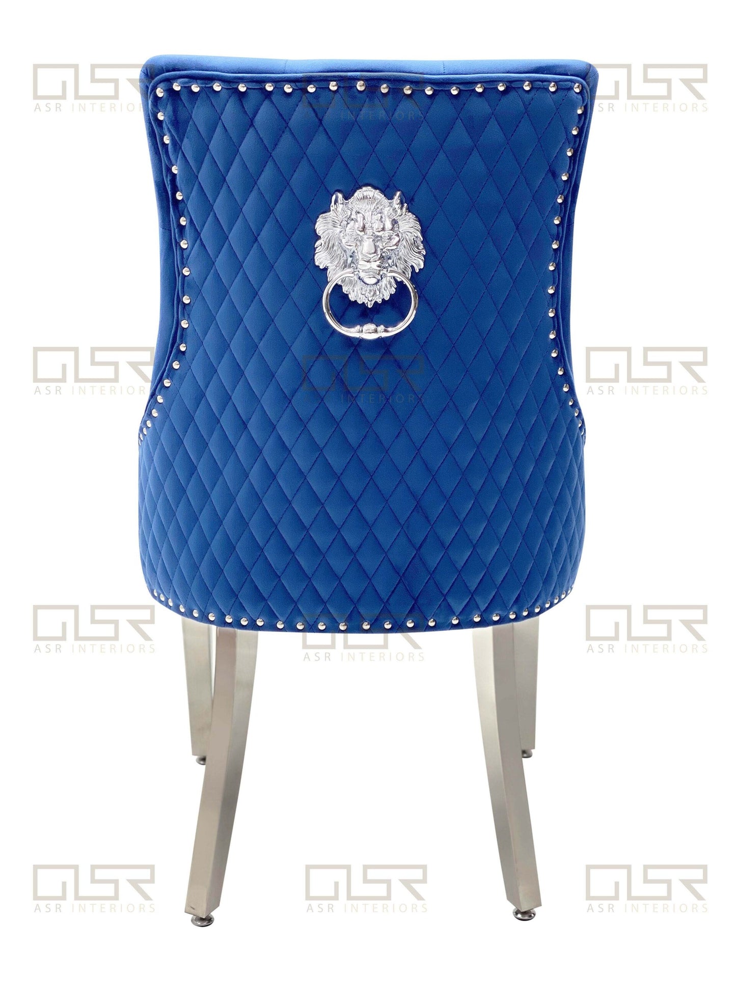 Chelsea Navy Velvet Lion Knocker Dining Chair