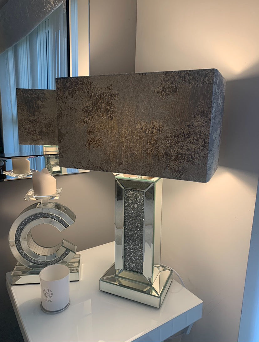 Crystal Table Lamp With Grey Marble Shade