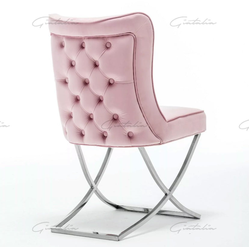 Coco X Leg Tufted Pink Dining Chairs