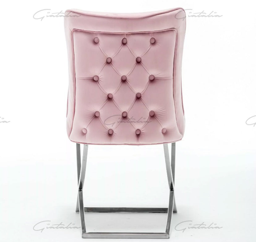 Coco X Leg Tufted Pink Dining Chairs