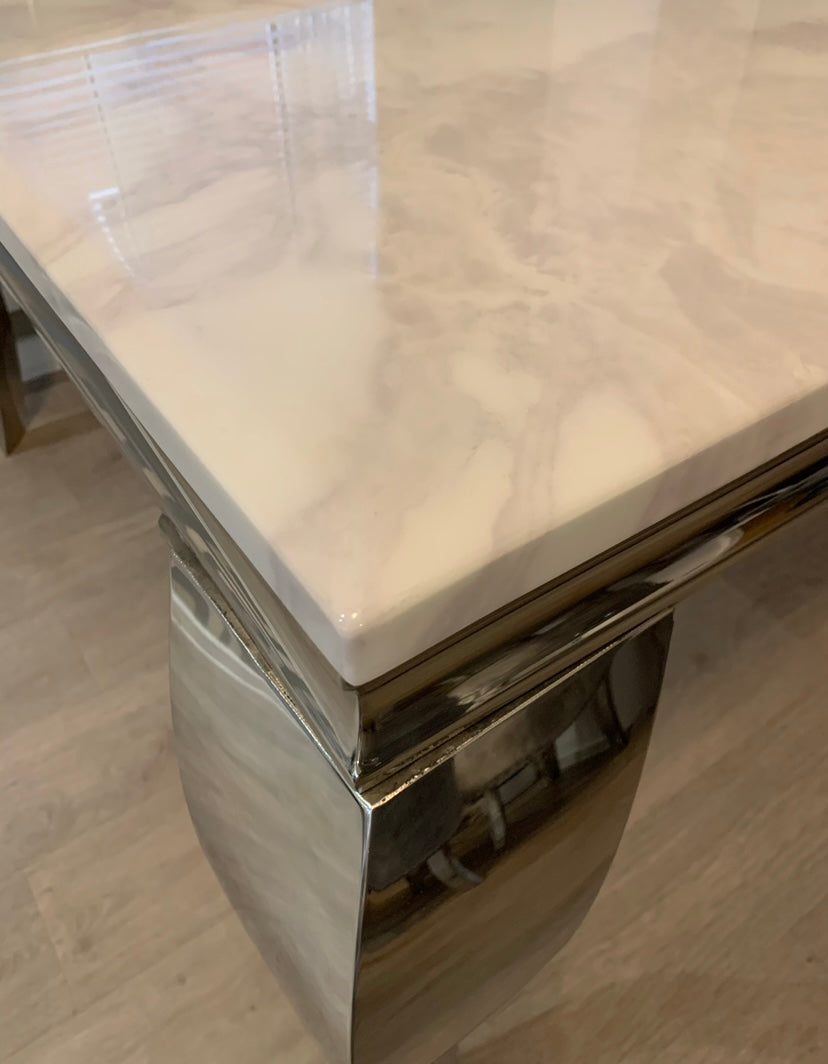 Louis White Marble & Stainless Steel Console Table 120cm x 40cm x 75cm