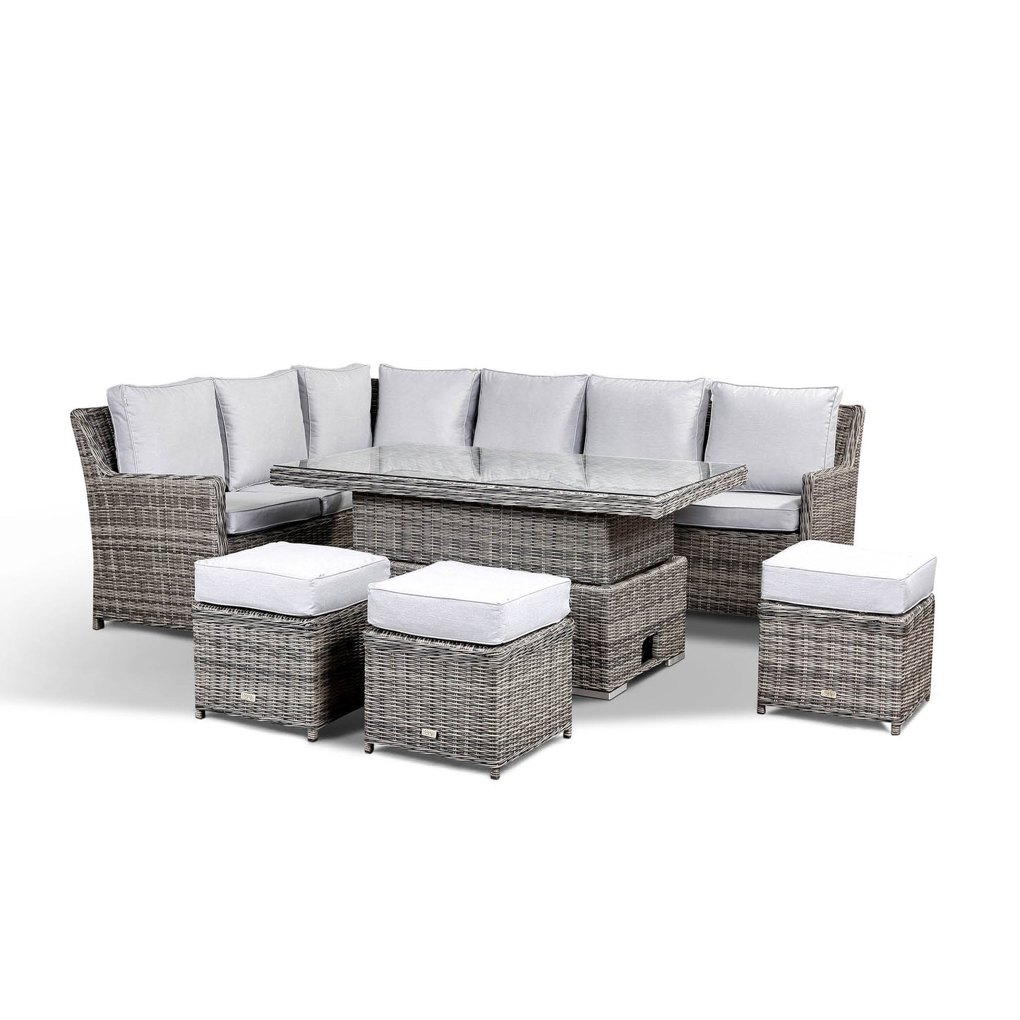 Monaco Large Corner High Back Sofa Dining Set in Beige