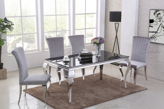 Louis BLACK Glass Dining Table 160cm by 90cm