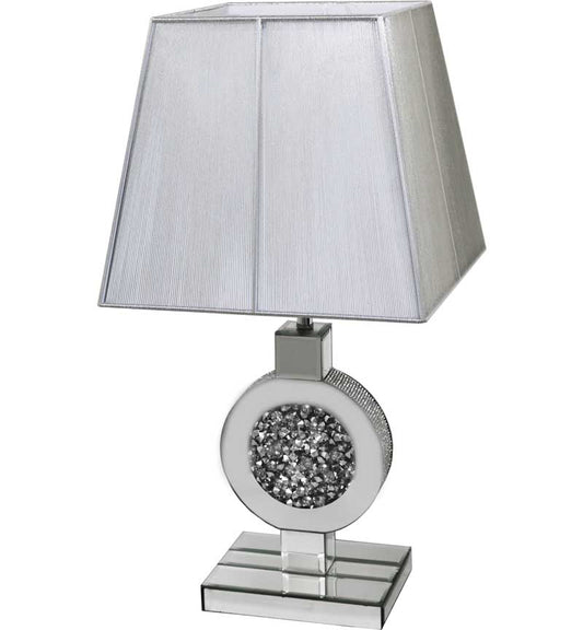 Lamp with shade and a Diamond like crystals centre circle.