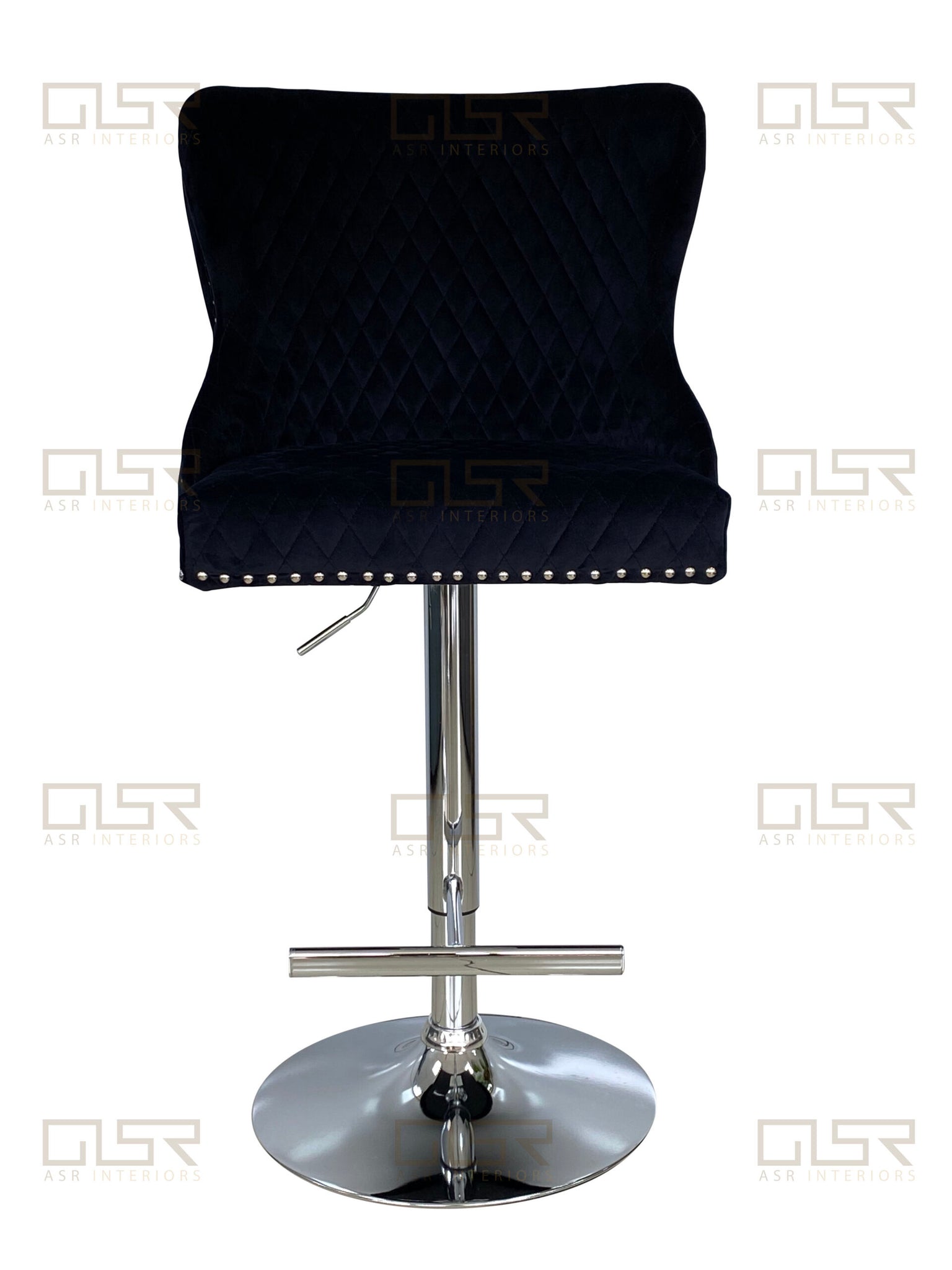 Black crushed velvet online bar stools with knocker