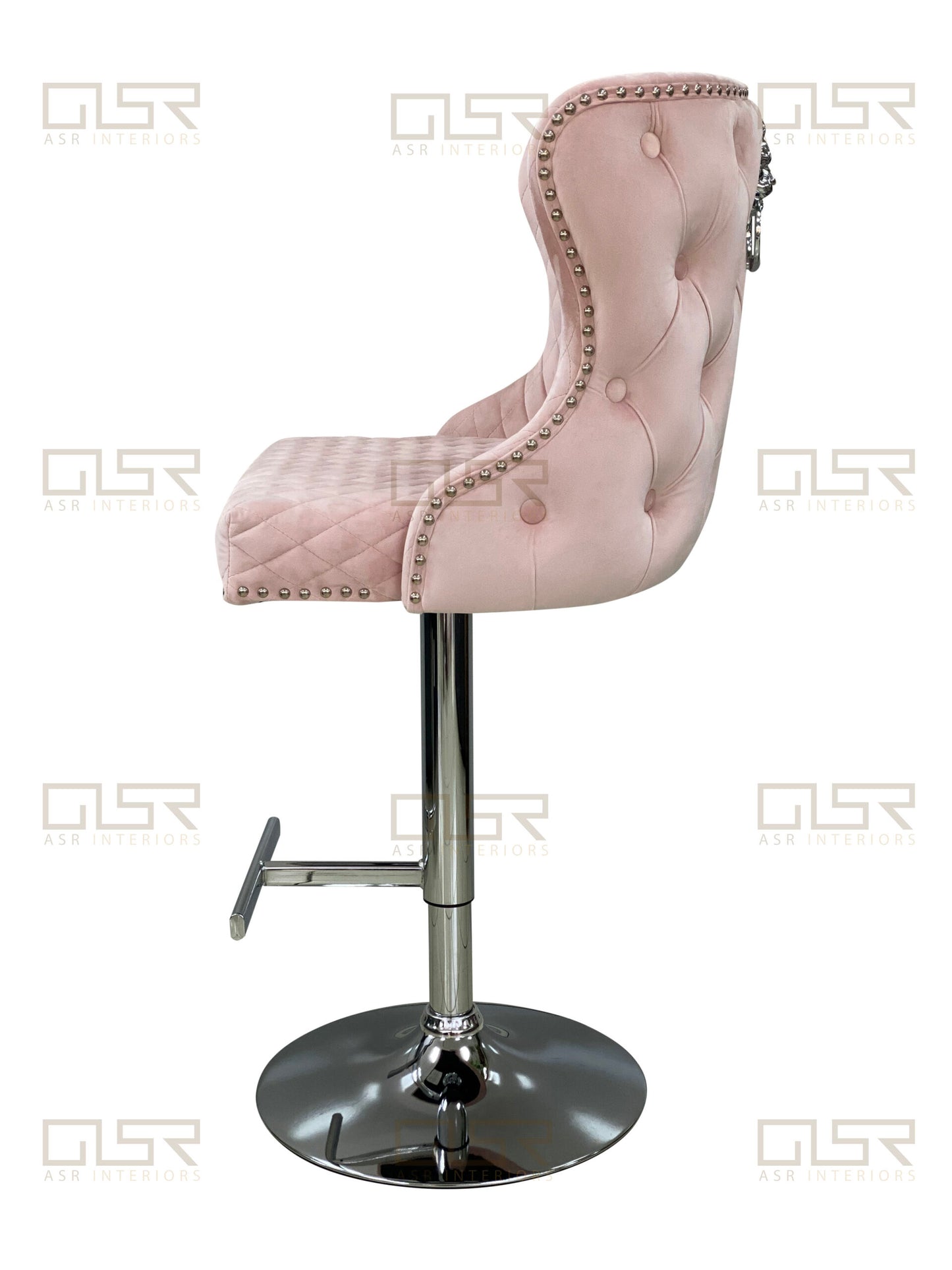 Valentina Pink Velvet Lion Knocker Bar Stool