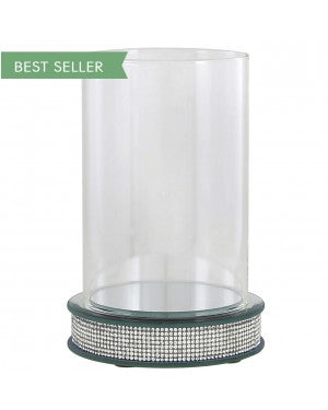 Medium Glitter Base Hurricane Pillar Candle Holder