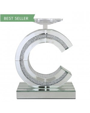 Medium Crushed Diamond C Right Facing Candle Holder