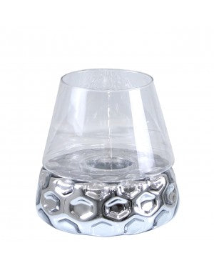 Medium Silver Dimple Candle Holder