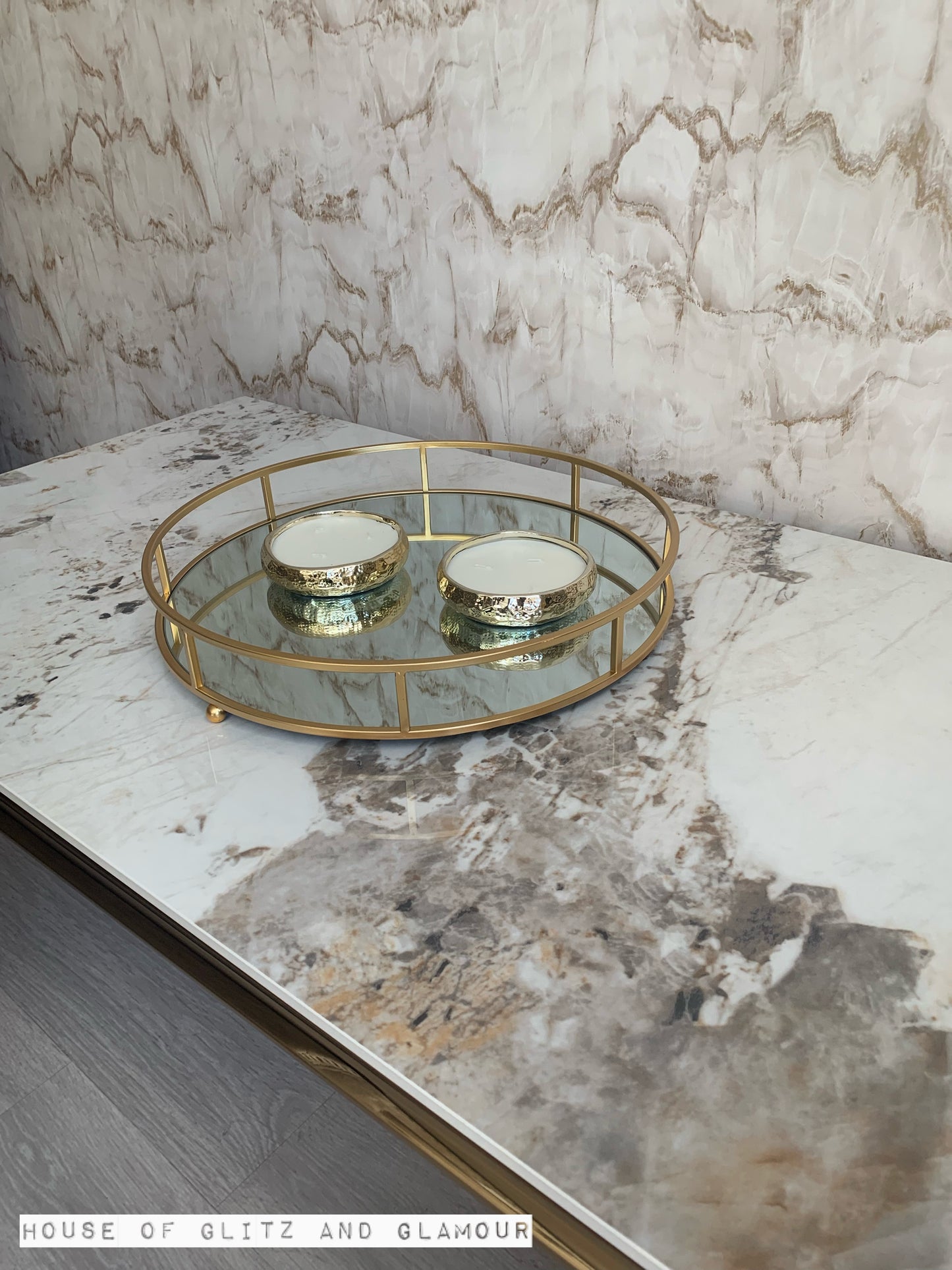 Gold Mirror Round Tray