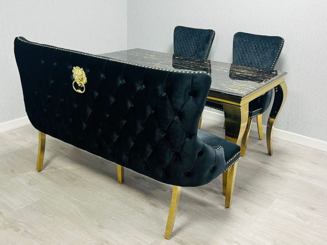 Giselle Black & Gold Luxury Bench