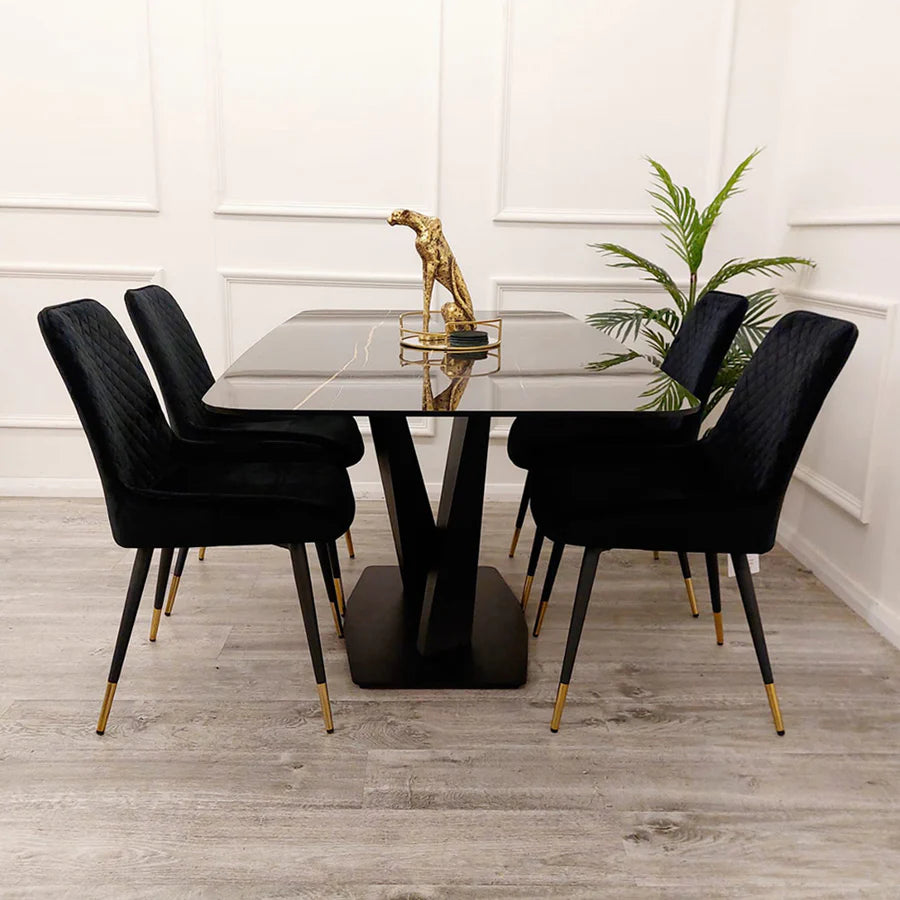 Elysium 1.6 Black Dining Table with Black Sintered Stone