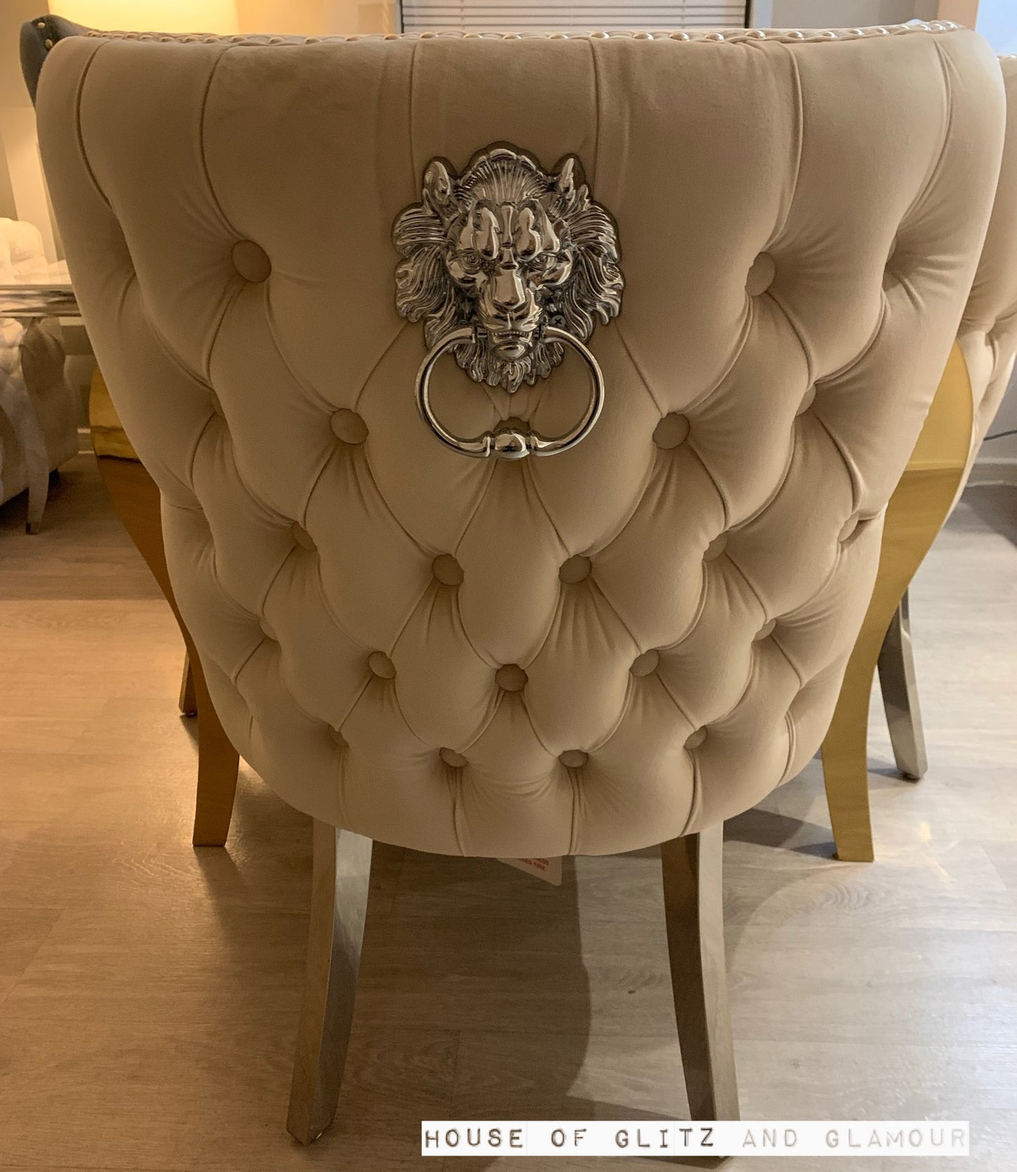 Valentina Cream Velvet Lion Knocker Dining Chair