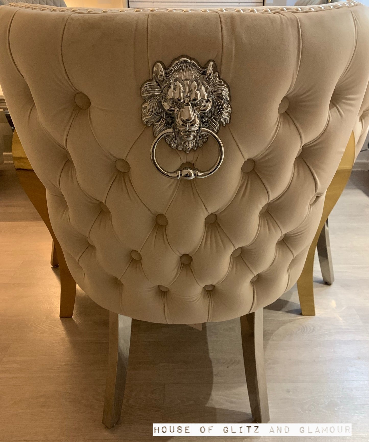 Valentina Cream Velvet Lion Knocker Dining Chair