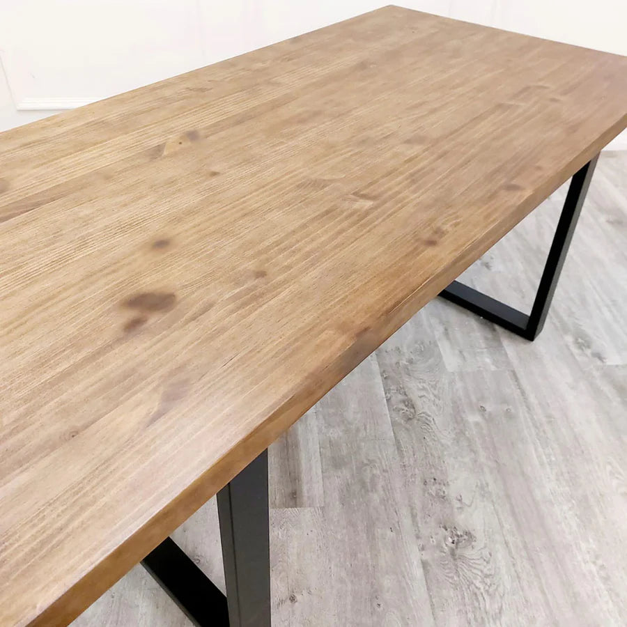 Halo 1.8 Dining Table Solid Dark Pine wood with Matt Black Metal Legs Regular price