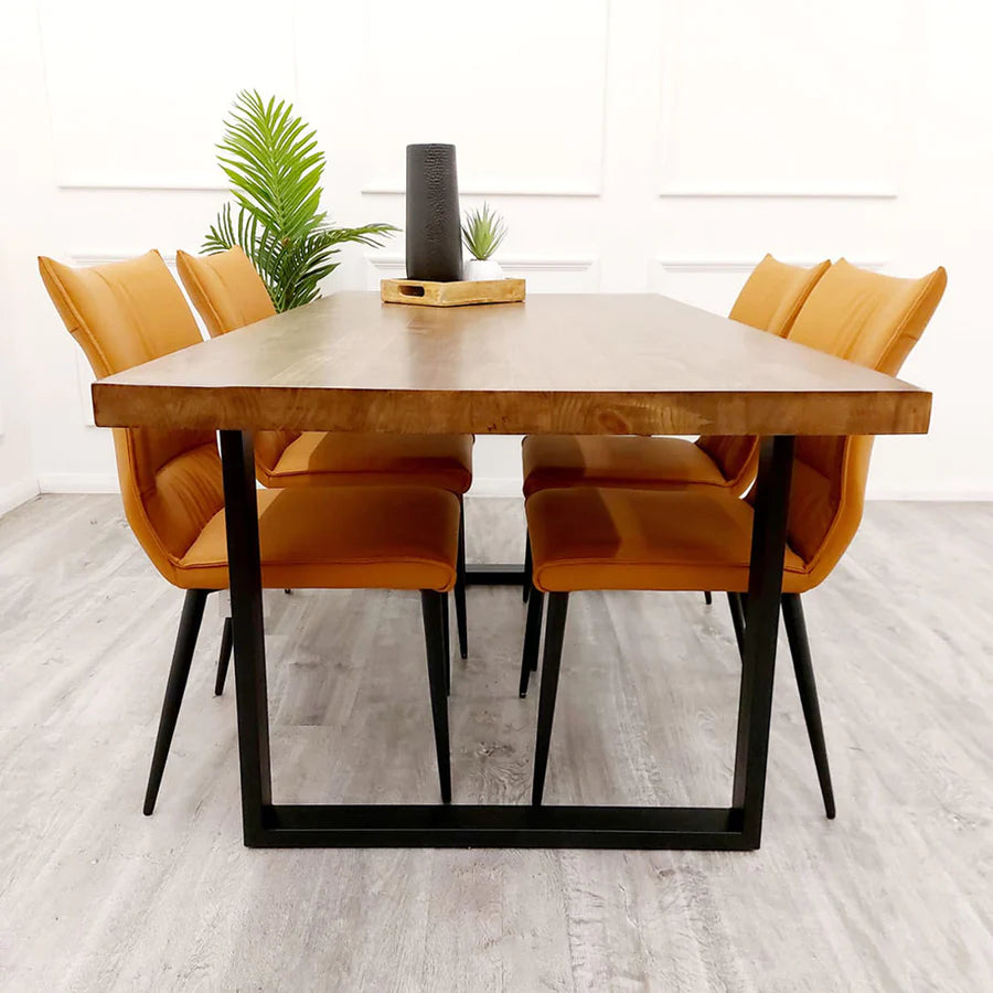 Halo 1.8 Dining Table Solid Dark Pine wood with Matt Black Metal Legs Regular price