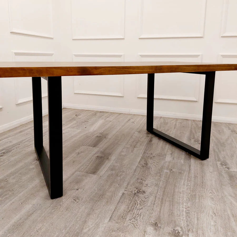 Halo 1.8 Dining Table Solid Dark Pine wood with Matt Black Metal Legs Regular price