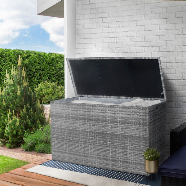 Wicker 154 Gallon Patio Storage Chest, Grey