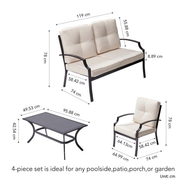 4 Piece Patio Conversation Sofa Set