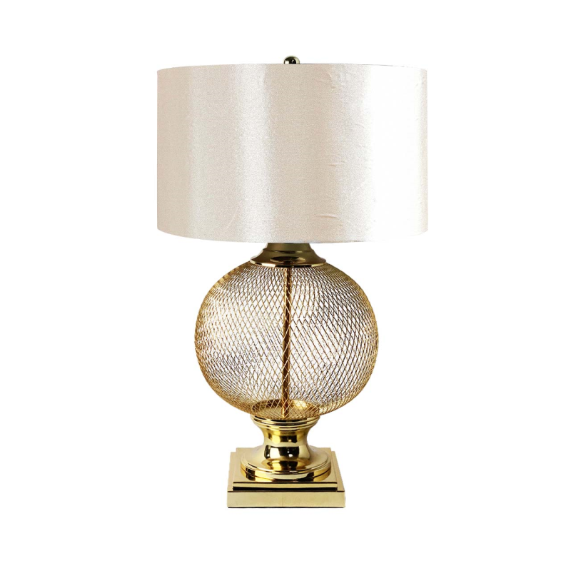 78cm Round Wire Mesh Base Table Lamp with Champagne Shade